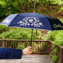 UV컷 95% 일본 양산 (양우산 겸용) - 보헤미안 자수 3단 경량 양산 - 네이비
